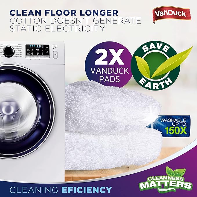 VanDuck 100% Cotton Pad Terry Cloth Mop Refills 15x8 inches, 2 Pack - Image 5