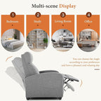 Sweetcrispy Recliner Chair Fabric Recliner Sofa No Massage, Home Theater Seating with Lumbar Support, Adjustable Push Back Overstuffed High-Density Sponge Reclining for Living Room, Slate Gray - Image 4