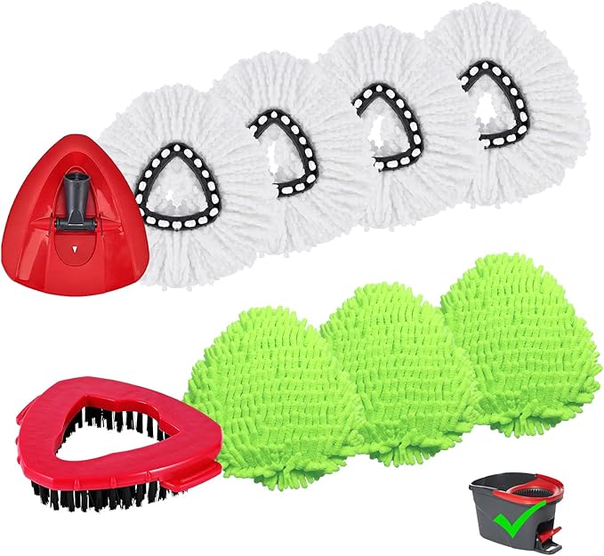 9 Pack Reusable Microfiber Mop Pads Compatible by BywoBywo