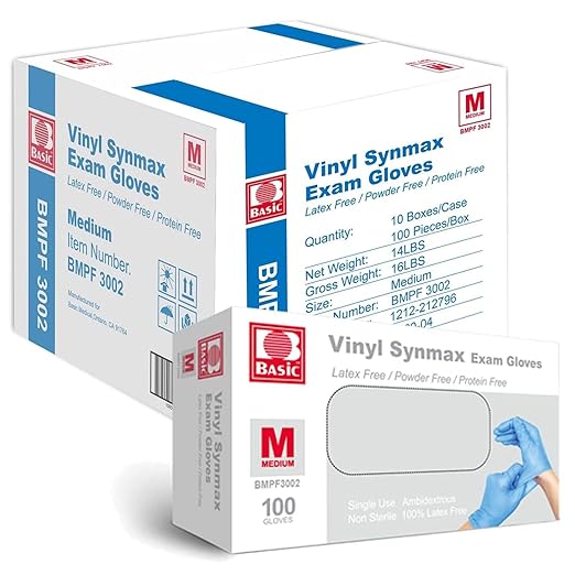 Jointown Basic Vinyl Exam Gloves, Latex-Free, Powder-Free, Disposable, Case of 1 by JointownInternational
