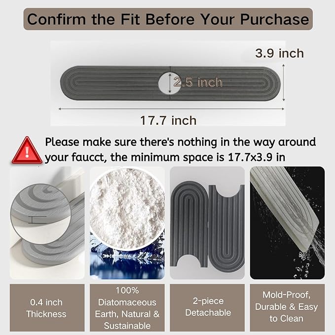 Diatomite Faucet Mat for Kitchen Sink - Image 2