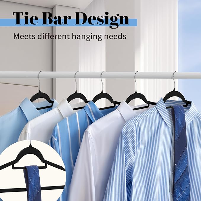 Smartor Black Velvet Hangers 20 Pack, Space Saving Clothes Hangers - Image 5