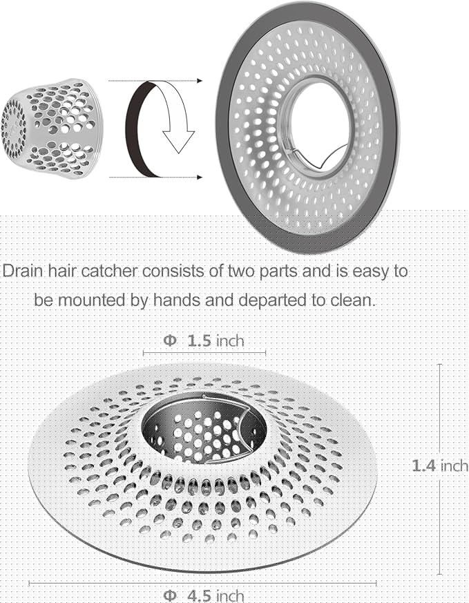 LEKEYE Shower Drain Hair Catcher/Bathroom Drain Cover/Bathtub Drain - Image 3