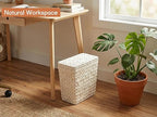Wicker Trash Can with Lid and Liner, Boho Decotative Small Bathroom Trash Cans - Image 5
