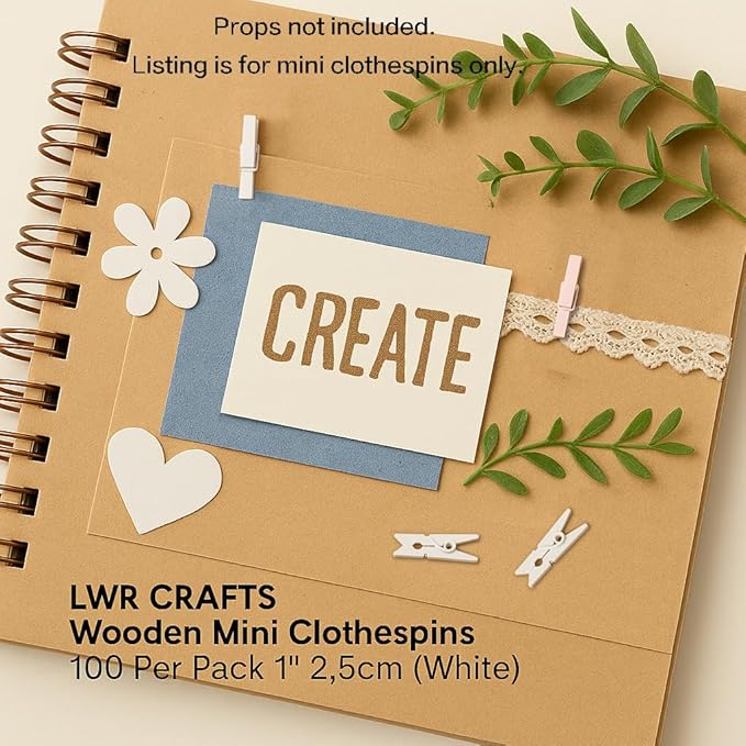 LWR CRAFTS Wooden Mini Clothespins 100 Per Pack 1" 2.5cm - Image 8