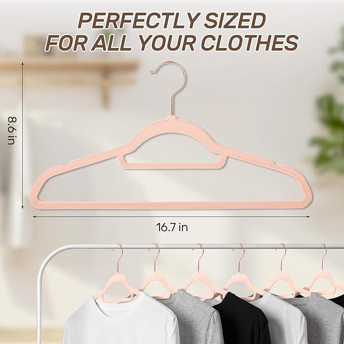 Velvet Hangers 30 Pack with Rose Gold Hooks, Space Saving & Heavy Duty Slim - Image 7