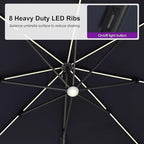 PURPLE LEAF 10 Feet Patio Umbrella with Base Outdoor Patio Solar Powered LED Swivel Square Umbrella Aluminum Offset Umbrella with 360-degree Rotation for Garden Deck Pool Patio, Navy Blue - Image 5