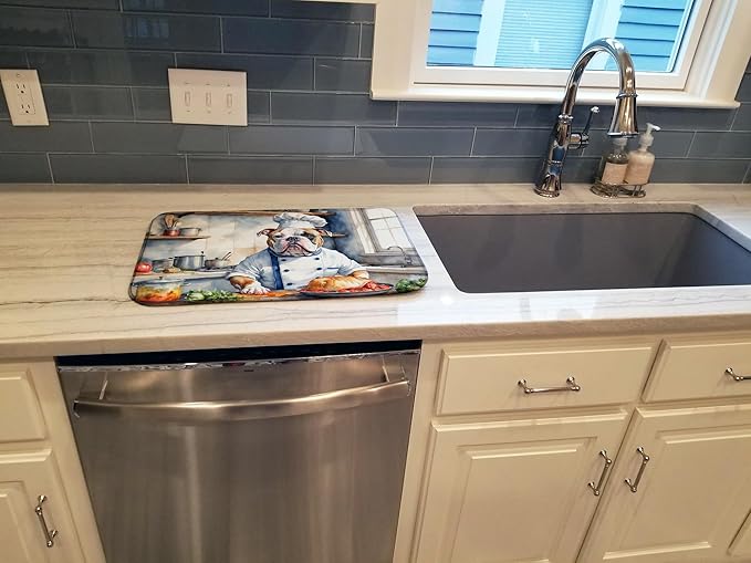Caroline's Treasures DAC6185DDM American Bulldog The Chef Dish Drying Mat - Image 3