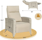 Upgraded Outdoor Recliner Chair, Reclining Patio Chairs with Adjustable Back up to 150°Lay Flat and Extended Footrest, Wicker Recliner Chairs with Flip Table and Removable Olefin Cushion - Image 2