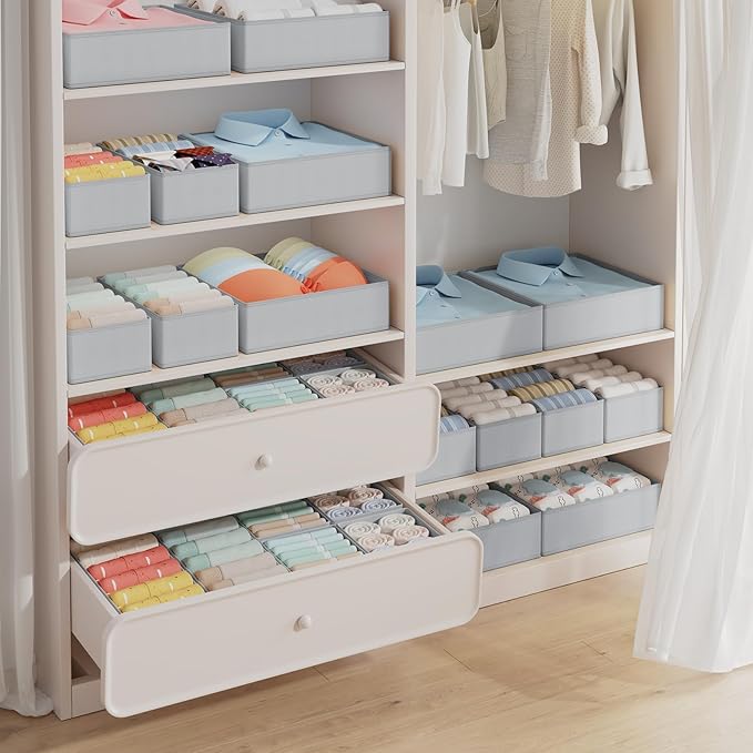 DIMJ Drawer Organizer Clothes Storage- 18 Pack Baby Dresser Organizer - Image 4