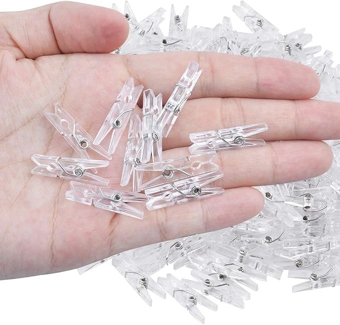 Aylifu Mini Clear Plastic Pegs, 200 Pieces Multi-Functional Mini Transparent - Image 3