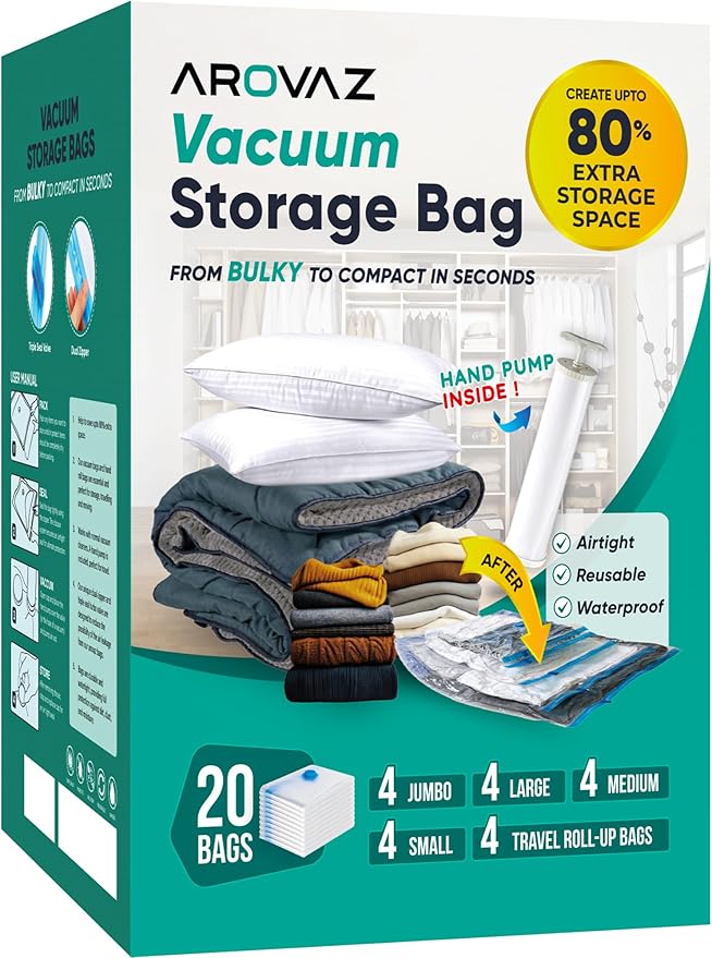 20 Pack Vacuum Storage Bags, Plastic Space Saver Seal Bags Compression - Image 2