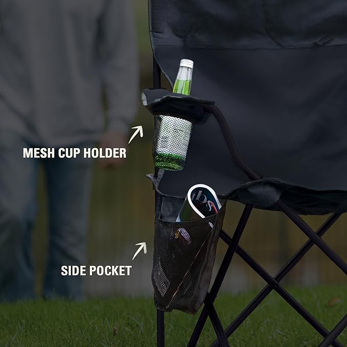 Coleman Portable Camping Chair with 4-Can Cooler, Cushioned Seat & Back with Side Pockets & Cup Holder, Carry Bag Included, Great for Camping, Tailgating, Firepits, Patio, & More - Image 8