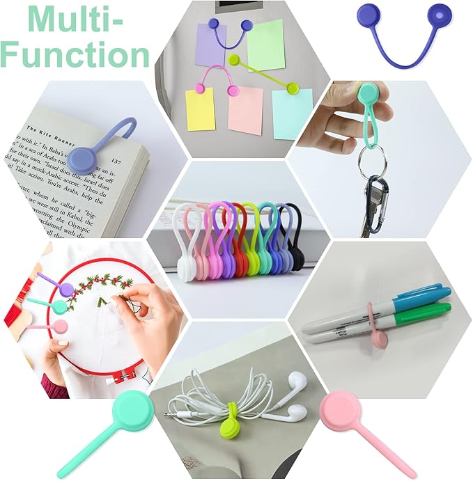 Motiloo Reusable Magnetic Cable Ties, Silicone Magnet Twist Tie - Image 3