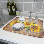 Sunflower Bee Dish Drying Mat for Kitchen Counter Home 18x24 Inch Wood Barn - Image 6