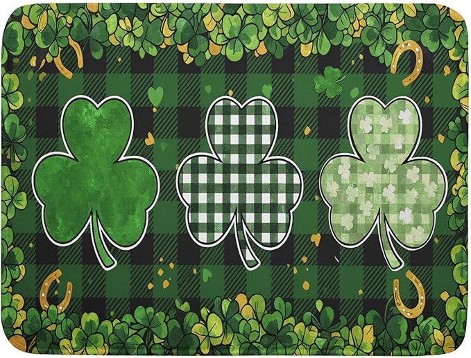 St Patrick's Day Green Clover Dish Drying Mat 18 x 24 Inch by APORTT