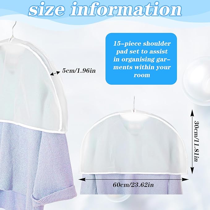 Shoulder Covers for Hanging Clothes, 15 Pack Clear Shoulder Cover Breathable - Image 2