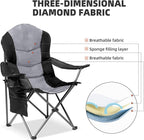 2 Pack Folding Camping Chairs for Adults - High Back Padded Outdoor Lawn Chairs with Lumbar Support & Cup Holder, 400lbs Heavy Duty Portable Camping Chairs Set (Black & Light Gray) - Image 5