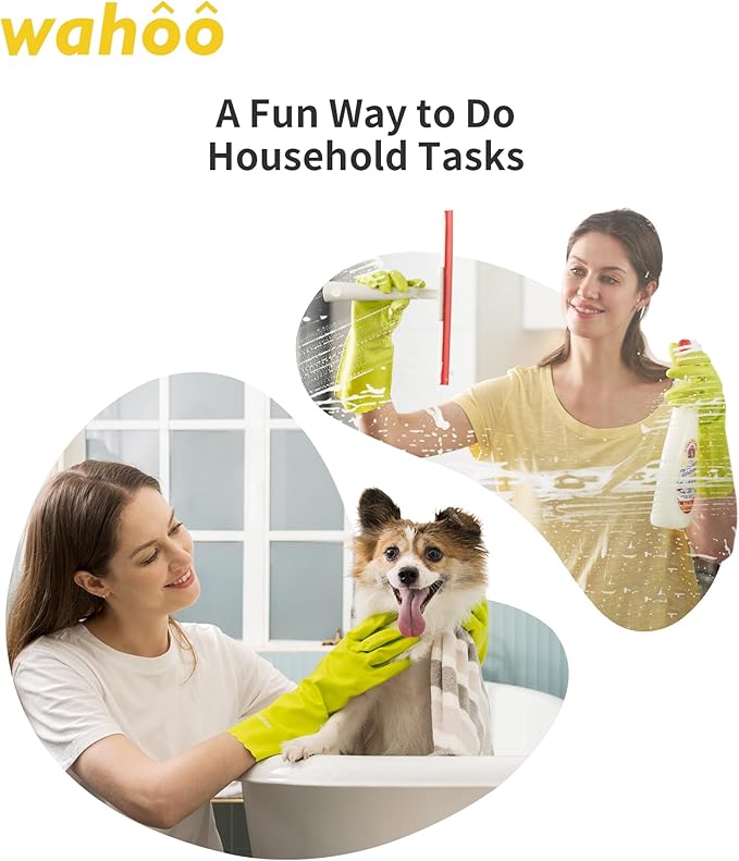 wahoo 3 Pairs Skin-Friendly Cleaning Gloves, Cotton Flocked Lined Dishwashing - Image 6