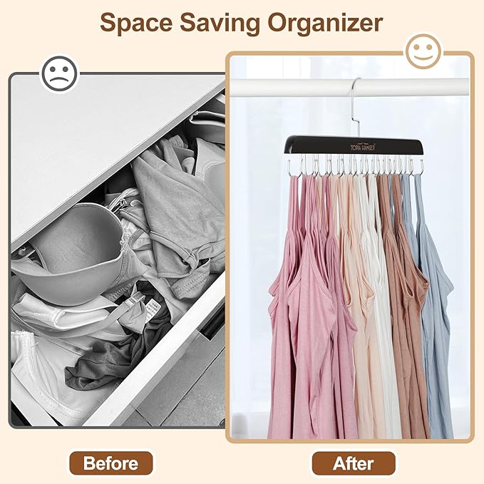 TOPIA HANGER Bra Hanger for Closet, 2 Pack Tank Top Hangers 40 Hooks Capacity - Image 3