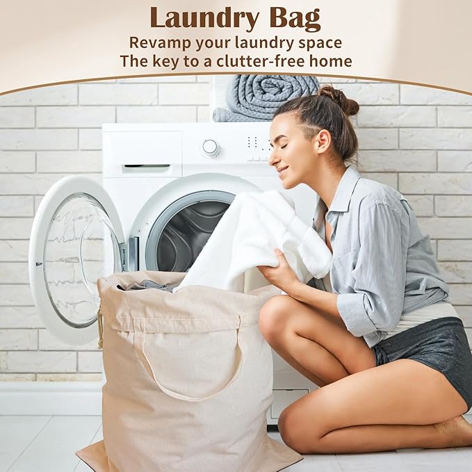 Cotton Canvas Laundry Bag 33"Wx 35"H, Thick Cotton Laundry Bag - Image 8