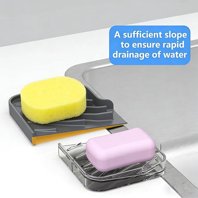 Sponge Holder for Kitchen Sink, Dish Sponge Holder & Soap Tray - Image 5