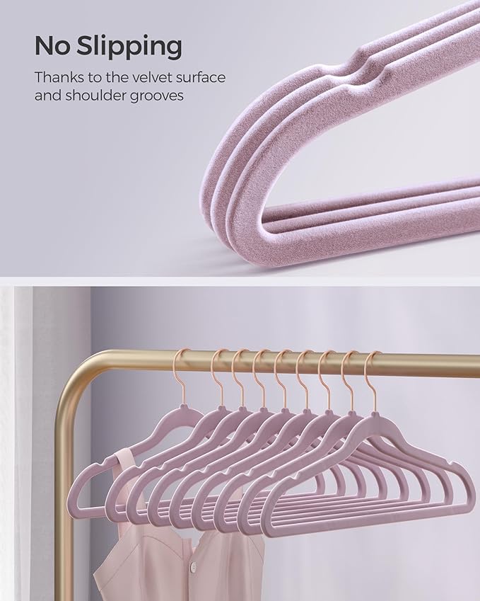 SONGMICS Slim Velvet Hangers, Non-Slip Clothes Hangers - Image 3