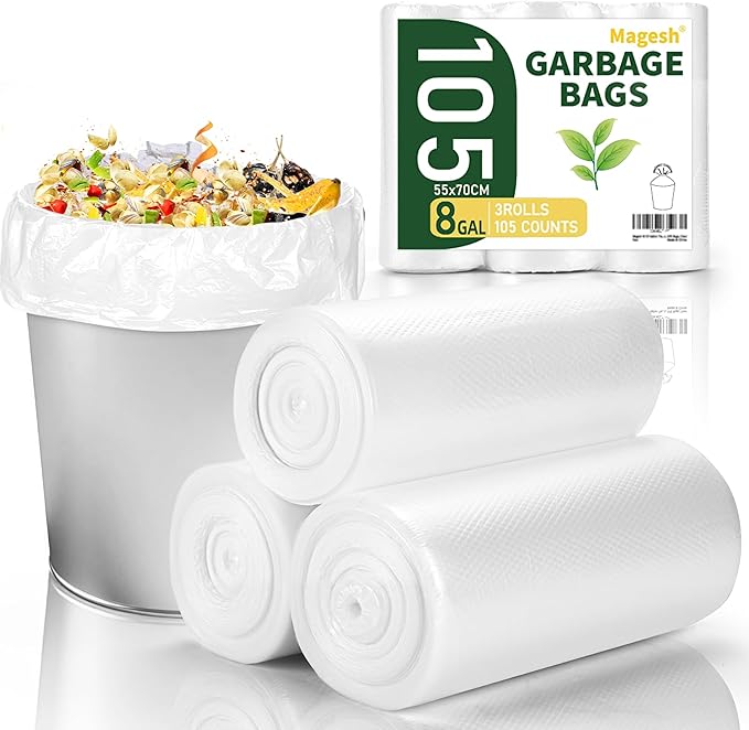Magesh 8-10 Gallon Trash Bag Strong, Leakage-Free, Medium Garbage Bags by Magesh