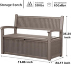 80 Gallon Outdoor Storage Bench Deck Box Waterproof Lockable,Outdoor Storage Furniture for Patio,Garden and Cushions(Gray) - Image 6