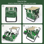 Garden Tool Set, 10 Piece Kit with Heavy Duty Folding Stool, Detachable Storage Tote Bag, Stainless Steel Tools, Gifts for Women Men Green - Image 7