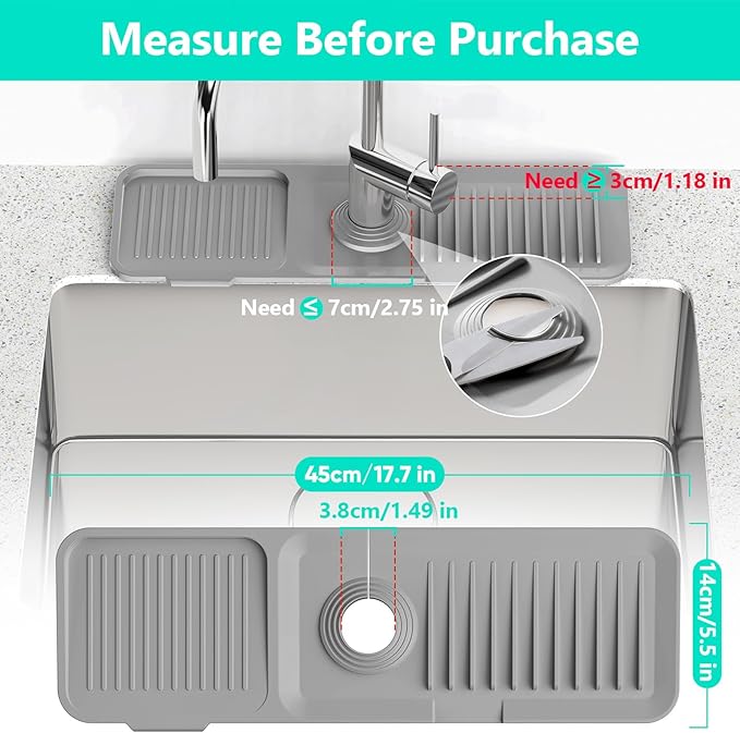 17.7'' Faucet Mat for Kitchen Sink Kitchen Sink Splash Guard Silicone Kitchen - Image 2