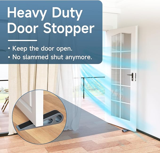 2 Pcs Heavy Duty Door Stopper for Bottom of Door, Aluminum & Rubber Door Stop - Image 3