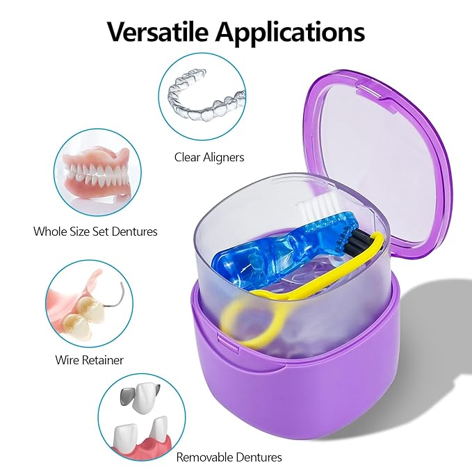 Purple Denture Cup Denture Bath Box Case - Image 3