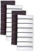 KitchenAid Albany Kitchen Towel 4-Pack Set, Matte Black/White by KitchenAid