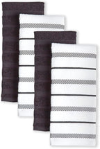 KitchenAid Albany Kitchen Towel 4-Pack Set, Matte Black/White by KitchenAid