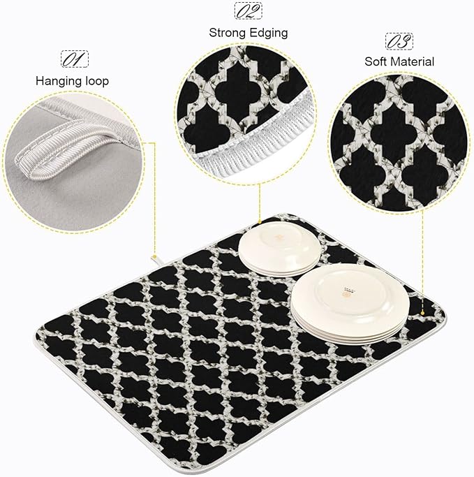 Super Absorbent Dish Drying Mat, Microfiber Fast-Drying Dish Mat, Kitchen Dish - Image 4