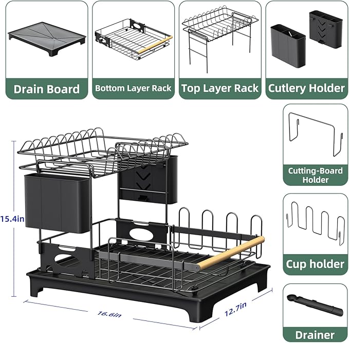2 Tier Dish Drying Rack, Drying Rack - Image 3