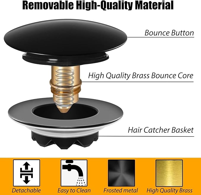 Bathtub Drain Stopper, Pop Up Tub Stopper and Cover, Bottom - Image 4