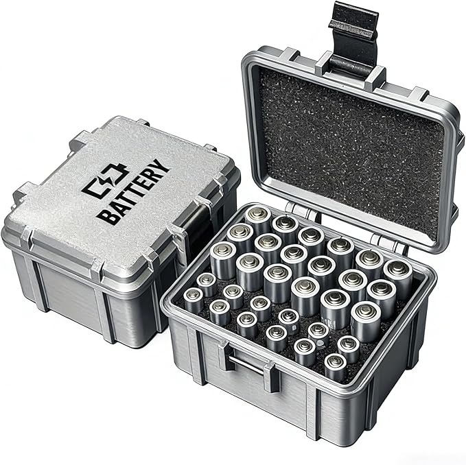 Battery Storage Case for 12 AA and 18 AAA Battery, 3D Printing PETG Waterproof by SWHC