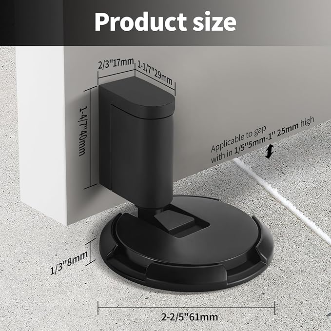 2 Pack Windproof Door Stoppers Adjustable Bottom of Door Holder No Drilling - Image 2