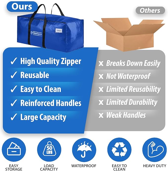ClearSpace Heavy Duty Moving Bags or Storage Bag – Large Moving Boxes - Image 4