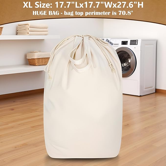 Canvas Laundry Bags with Handles & Square Base18"Lx18"Wx27.6"H, Extra Large - Image 7