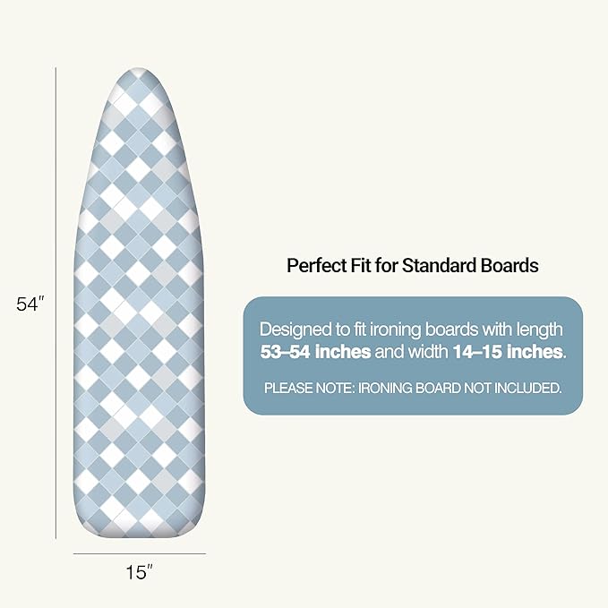 Ironing Board Cover and Pad 15"x54" Extra Thick Natural Cotton, Scorch and - Image 2