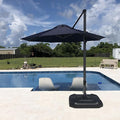 PURPLE LEAF 10 Feet Patio Umbrella With Base Outdoor Cantilever Round Aluminum Offset With 360-Degree Rotation for Deck Garden Pool Navy Blue by PURPLELEAF