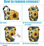 Retro Sunflower Laundry Basket, Floral Laundry Hamper Collapsible Oxford Cloth - Image 5