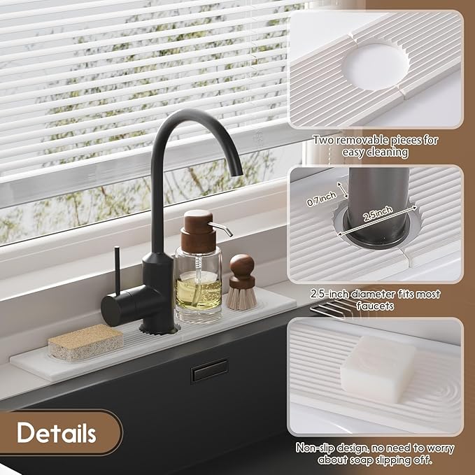 Faucet Mat for Kitchen Sink, Diatomite Quick Drying Tray, 20 Inch Kitchen Sink - Image 4