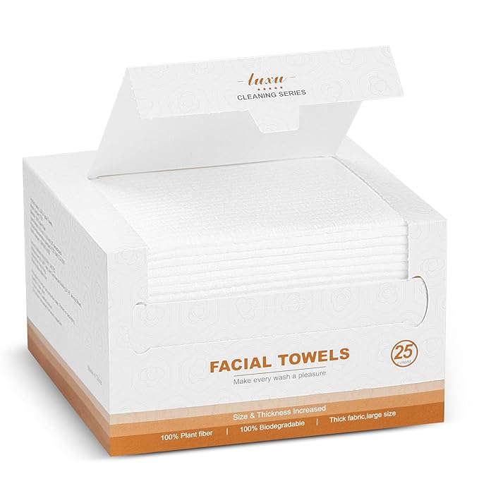 Face Towels, Facial Towels, 25 Ct Disposable Face Towel, 9.8"X9.8"Face Cloths by LUXU