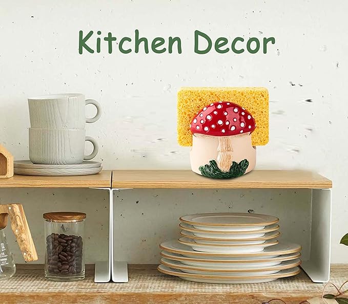 Mushroom Kitchen Sponge Holder Red Ceramic Sponge Holder - Image 3