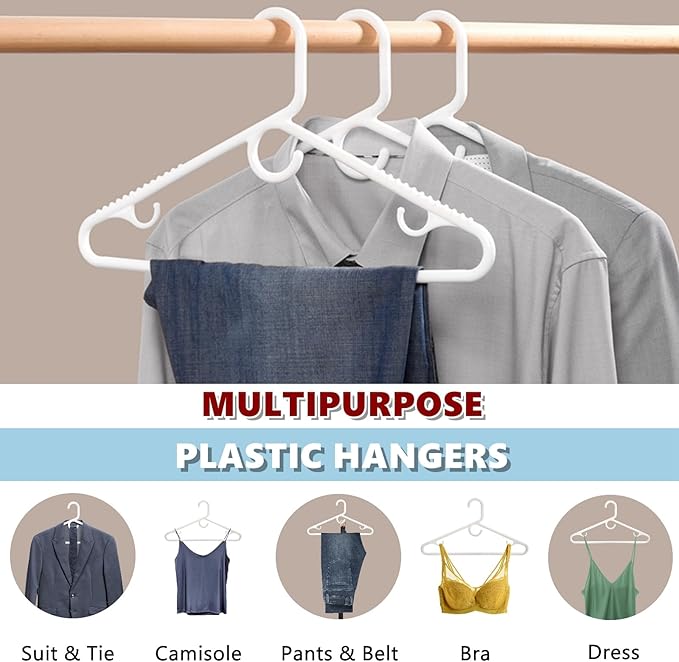 Amber Home 36 Pack Super Heavy Duty Plastic Hangers, Non-Slip Pants Bar - Image 7