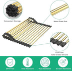 Large Telescopic Draining Rack, Non-Slip Silicone Rolling Dish Drainer Roll - Image 3